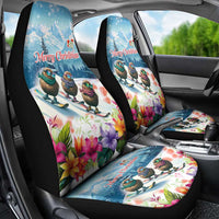 New Zealand Merry Christmas Car Seat Cover Kiwi Birds Snow Boarding-Vibrant Tropical Flower LT03 - Polynesian Pride