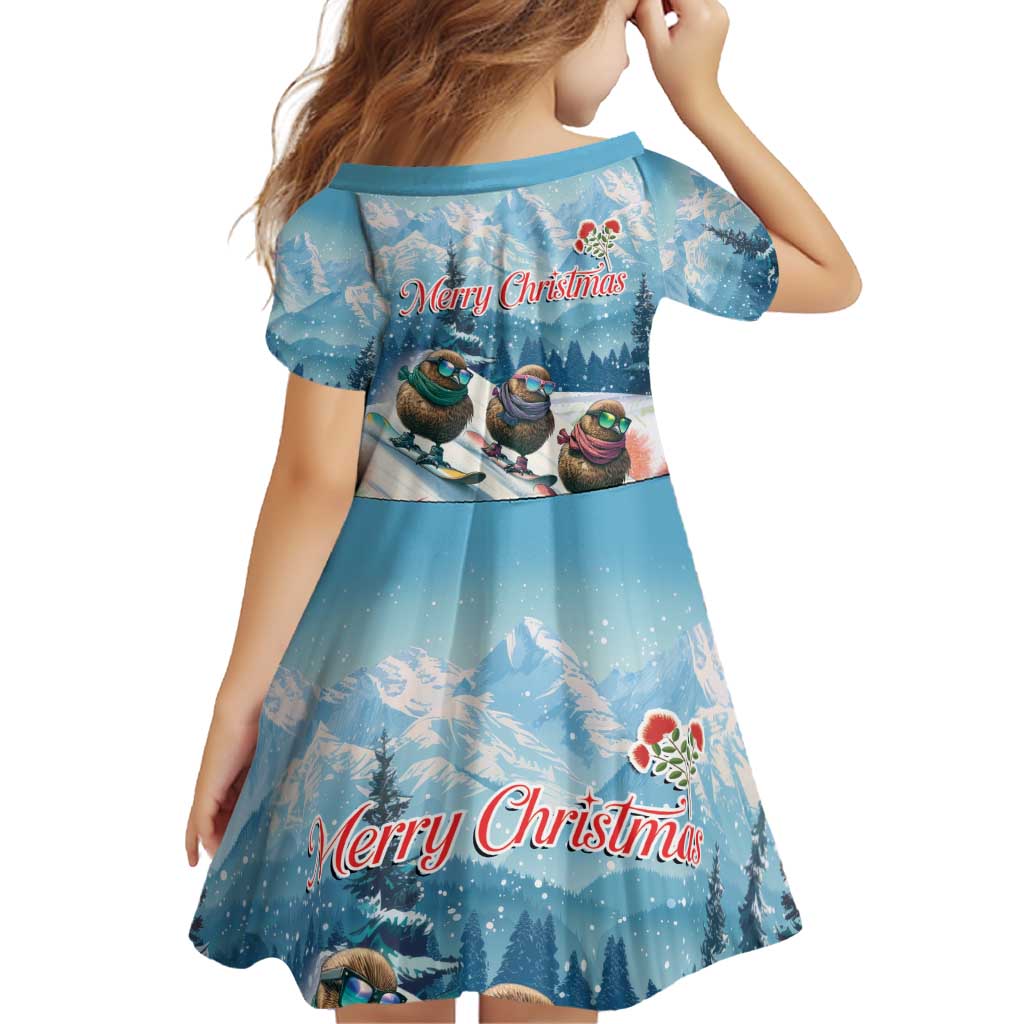 New Zealand Merry Christmas Family Matching Puletasi and Hawaiian Shirt Kiwi Birds Snow Boarding-Vibrant Tropical Flower LT03 - Polynesian Pride
