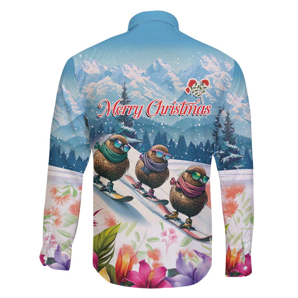 New Zealand Merry Christmas Family Matching Summer Maxi Dress and Hawaiian Shirt Kiwi Birds Snow Boarding-Vibrant Tropical Flower LT03 - Polynesian Pride