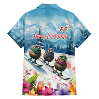 New Zealand Merry Christmas Family Matching Tank Maxi Dress and Hawaiian Shirt Kiwi Birds Snow Boarding-Vibrant Tropical Flower LT03 - Polynesian Pride