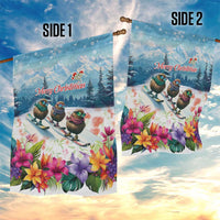 New Zealand Merry Christmas Garden Flag Kiwi Birds Snow Boarding-Vibrant Tropical Flower LT03 - Polynesian Pride