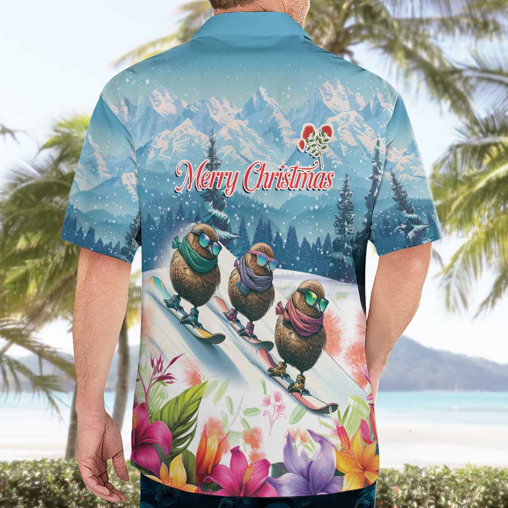 New Zealand Merry Christmas Hawaiian Shirt Kiwi Birds Snow Boarding-Vibrant Tropical Flower LT03 - Polynesian Pride