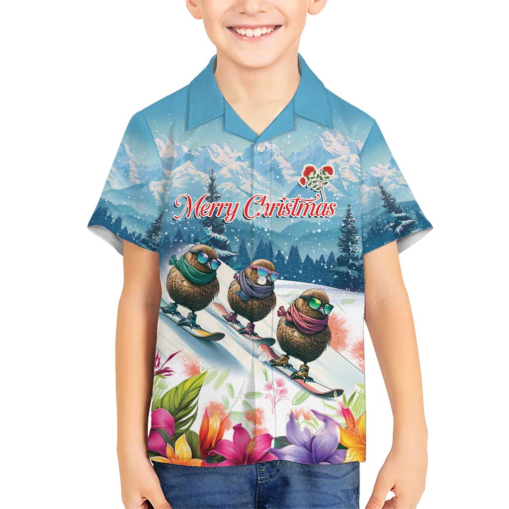 New Zealand Merry Christmas Hawaiian Shirt Kiwi Birds Snow Boarding-Vibrant Tropical Flower LT03 - Polynesian Pride