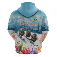 New Zealand Merry Christmas Hoodie Kiwi Birds Snow Boarding-Vibrant Tropical Flower LT03 - Polynesian Pride