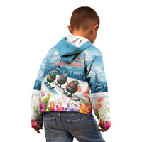 New Zealand Merry Christmas Kid Hoodie Kiwi Birds Snow Boarding-Vibrant Tropical Flower LT03 - Polynesian Pride