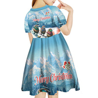 New Zealand Merry Christmas Kid Short Sleeve Dress Kiwi Birds Snow Boarding-Vibrant Tropical Flower LT03 - Polynesian Pride