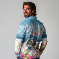 New Zealand Merry Christmas Long Sleeve Polo Shirt Kiwi Birds Snow Boarding-Vibrant Tropical Flower LT03 - Polynesian Pride