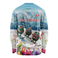 New Zealand Merry Christmas Long Sleeve Shirt Kiwi Birds Snow Boarding-Vibrant Tropical Flower LT03 - Polynesian Pride