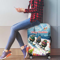 New Zealand Merry Christmas Luggage Cover Kiwi Birds Snow Boarding-Vibrant Tropical Flower LT03 - Polynesian Pride