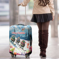 New Zealand Merry Christmas Luggage Cover Kiwi Birds Snow Boarding-Vibrant Tropical Flower LT03 - Polynesian Pride