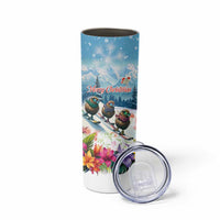 New Zealand Merry Christmas Skinny Tumbler Kiwi Birds Snow Boarding-Vibrant Tropical Flower LT03 - Polynesian Pride