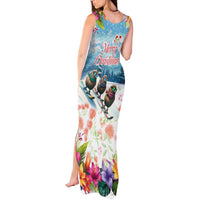 New Zealand Merry Christmas Tank Maxi Dress Kiwi Birds Snow Boarding-Vibrant Tropical Flower LT03 - Polynesian Pride