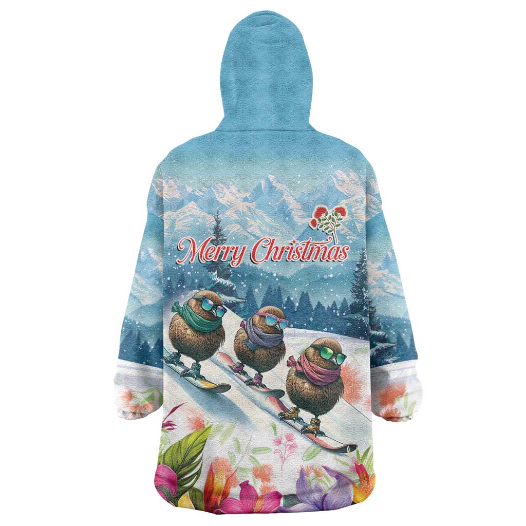New Zealand Merry Christmas Wearable Blanket Hoodie Kiwi Birds Snow Boarding-Vibrant Tropical Flower LT03 - Polynesian Pride