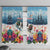 New Zealand Merry Christmas Window Curtain Kiwi Birds Snow Boarding-Vibrant Tropical Flower - Polynesian Pride