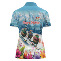New Zealand Merry Christmas Women Polo Shirt Kiwi Birds Snow Boarding-Vibrant Tropical Flower LT03 - Polynesian Pride