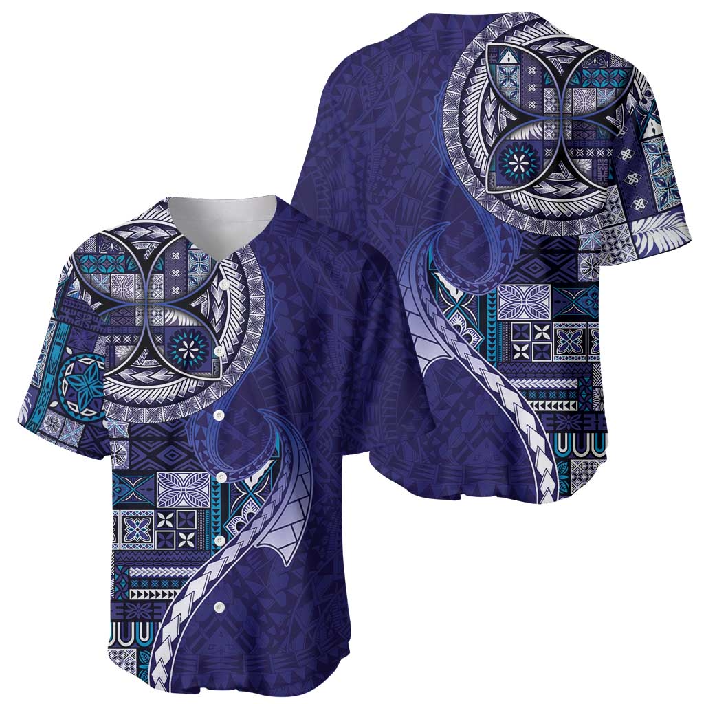 Samoan Siapo Art Tattoo Polynesian Pattern Baseball Jersey Navy Color - undefined