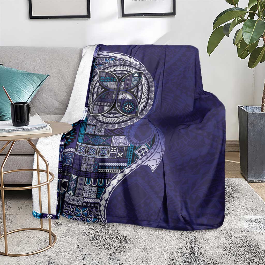 Samoan Siapo Art Tattoo Polynesian Pattern Blanket Navy Color - Polynesian Pride