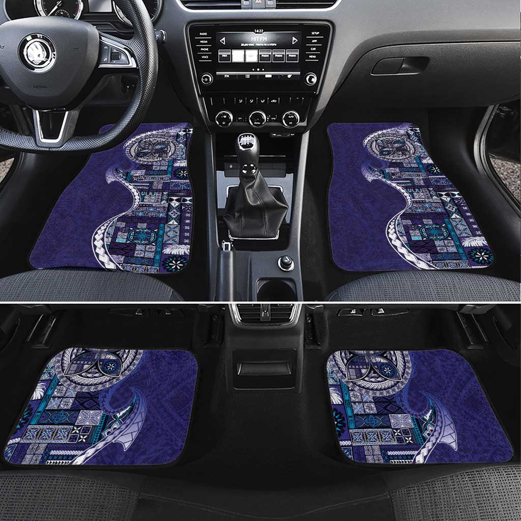 Samoan Siapo Art Tattoo Polynesian Pattern Car Mats Navy Color - Polynesian Pride