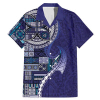 Samoan Siapo Art Tattoo Polynesian Pattern Family Matching Mermaid Dress and Hawaiian Shirt Navy Color LT03 Dad's Shirt - Short Sleeve Navy - Polynesian Pride