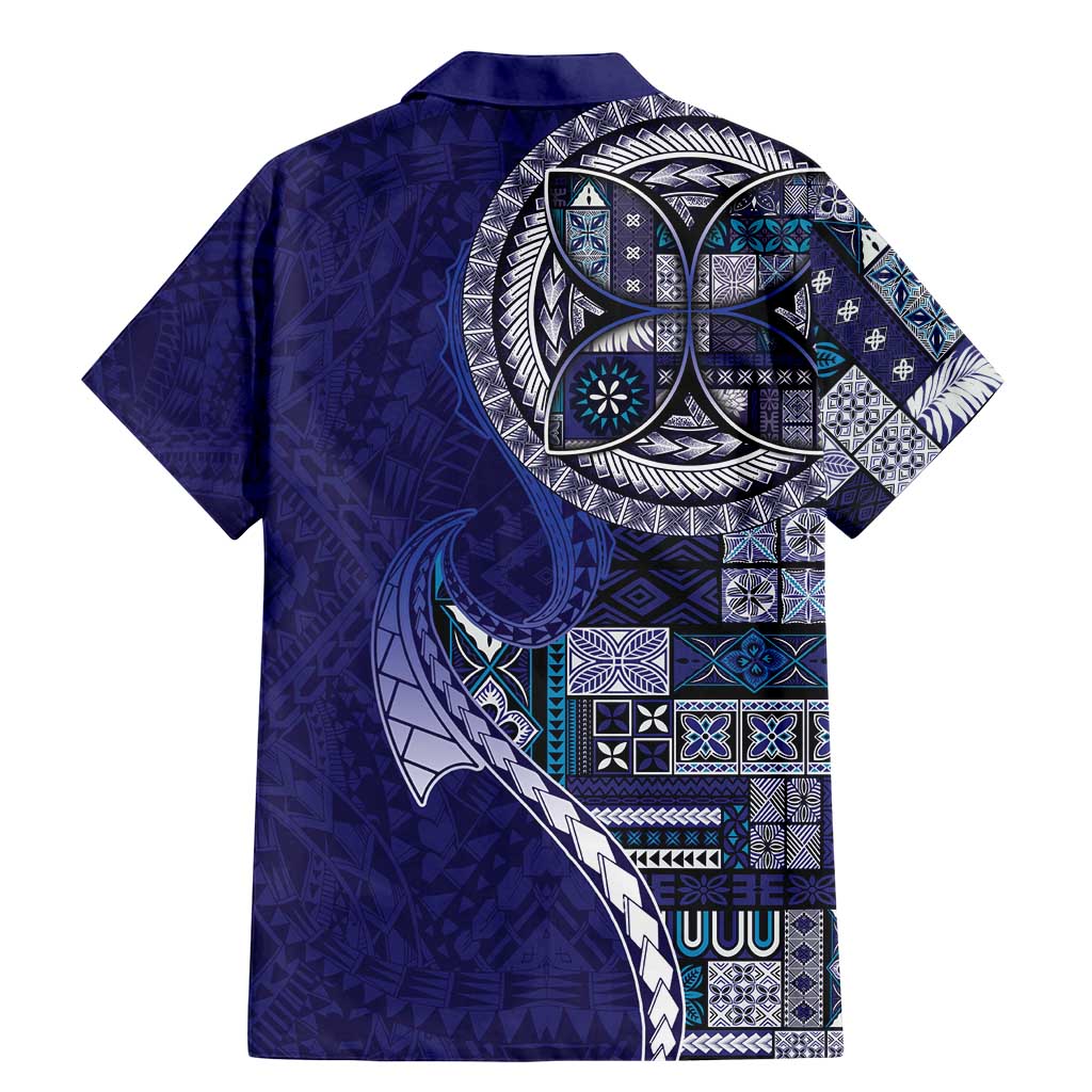 Samoan Siapo Art Tattoo Polynesian Pattern Family Matching Mermaid Dress and Hawaiian Shirt Navy Color LT03 - Polynesian Pride