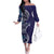Samoan Siapo Art Tattoo Polynesian Pattern Family Matching Off The Shoulder Long Sleeve Dress and Hawaiian Shirt Navy Color - Polynesian Pride