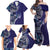 Samoan Siapo Art Tattoo Polynesian Pattern Family Matching Off Shoulder Maxi Dress and Hawaiian Shirt Navy Color - Polynesian Pride