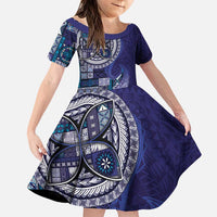 Samoan Siapo Art Tattoo Polynesian Pattern Family Matching Puletasi and Hawaiian Shirt Navy Color - Polynesian Pride