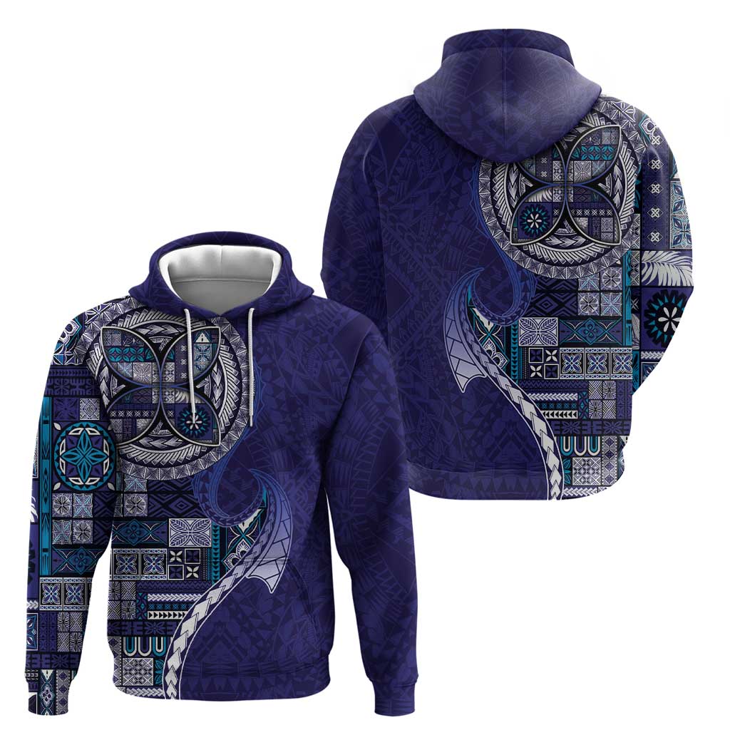 Samoan Siapo Art Tattoo Polynesian Pattern Hoodie Navy Color - Polynesian Pride