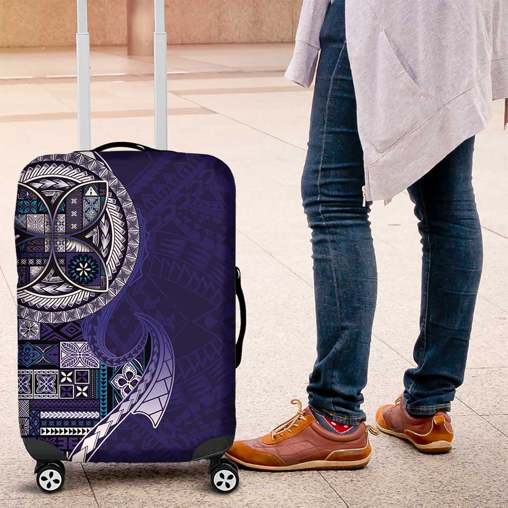 Samoan Siapo Art Tattoo Polynesian Pattern Luggage Cover Navy Color - Polynesian Pride