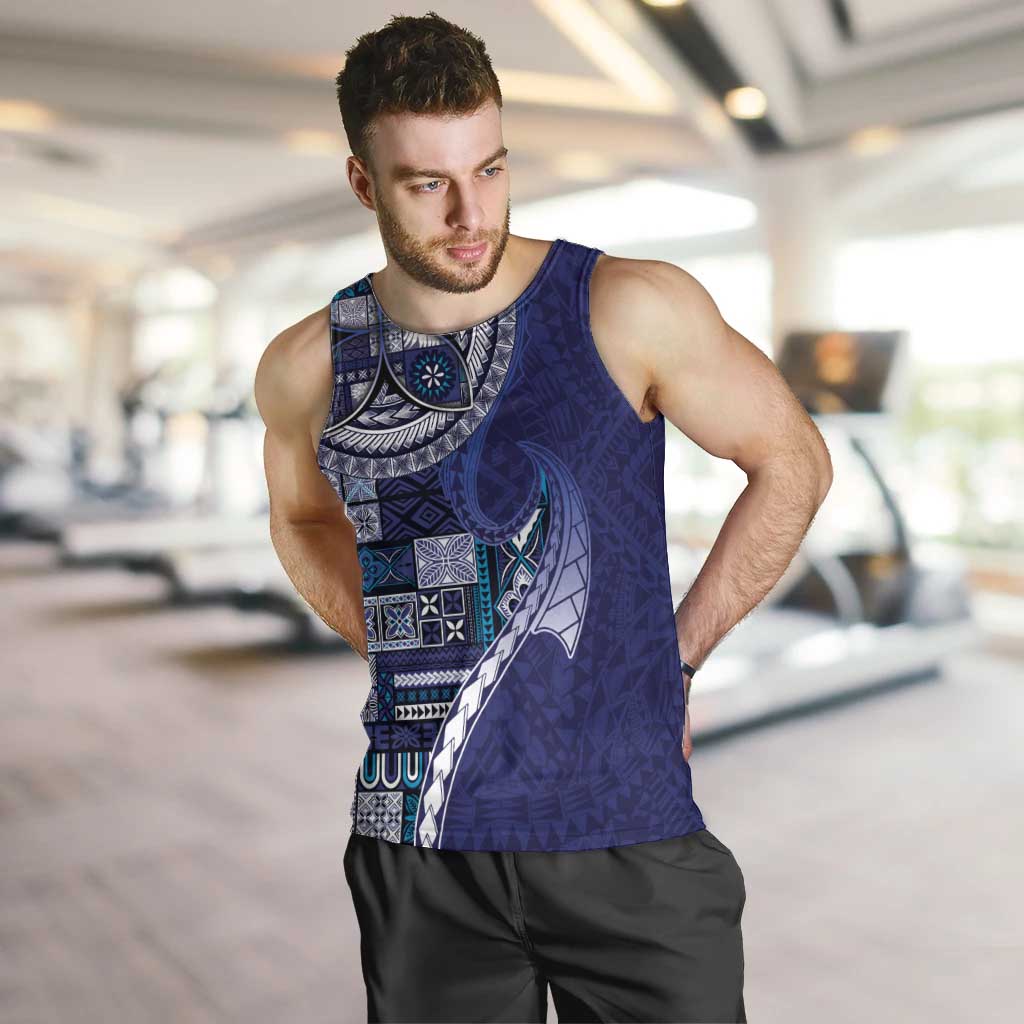 Samoan Siapo Art Tattoo Polynesian Pattern Men Tank Top Navy Color - Polynesian Pride