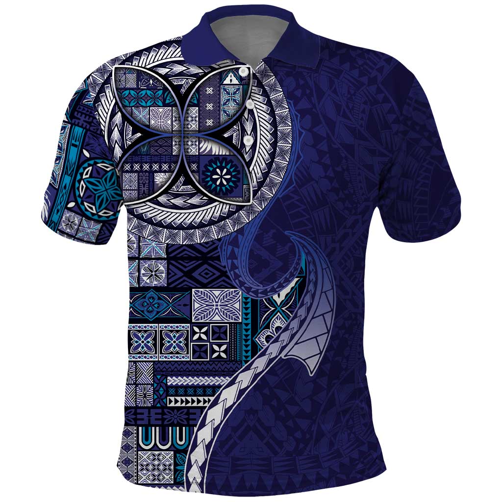 Samoan Siapo Art Tattoo Polynesian Pattern Polo Shirt Navy Color - Polynesian Pride