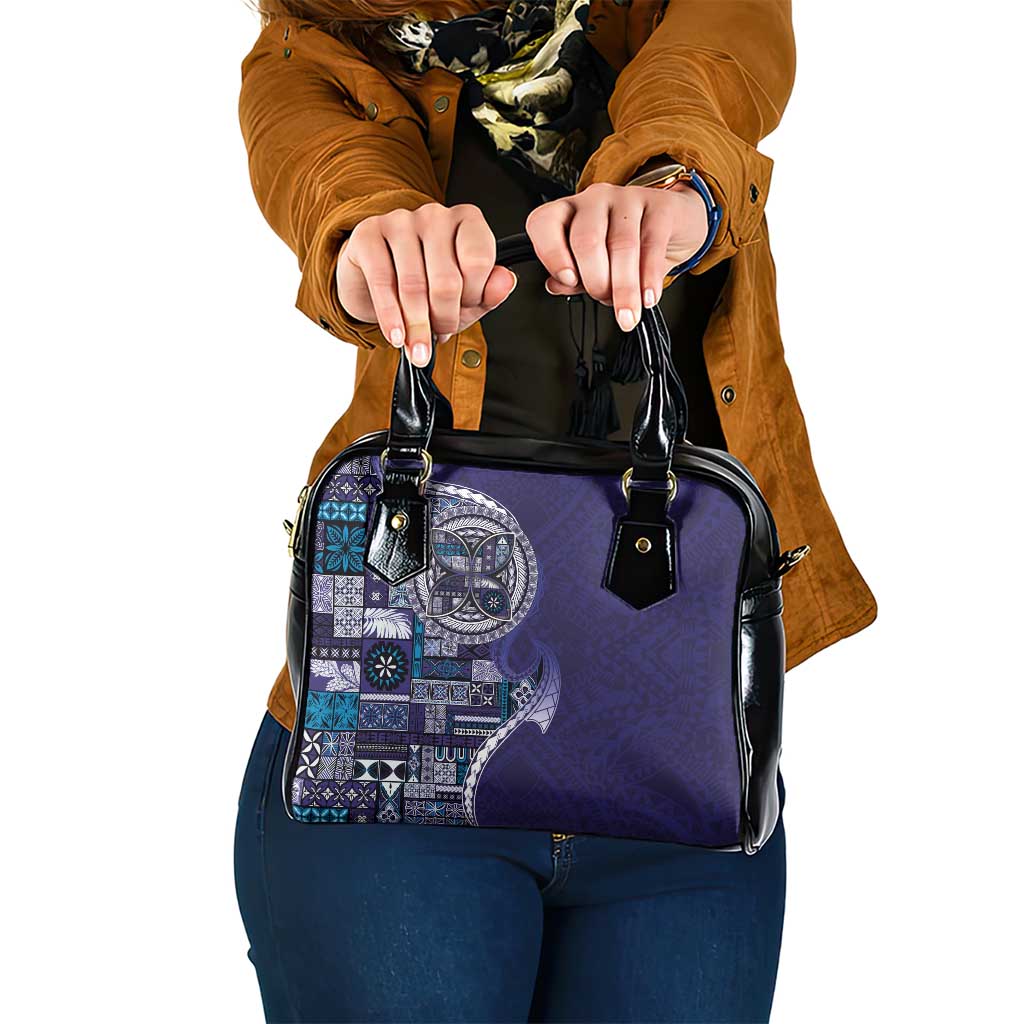 Samoan Siapo Art Tattoo Polynesian Pattern Shoulder Handbag Navy Color - Polynesian Pride