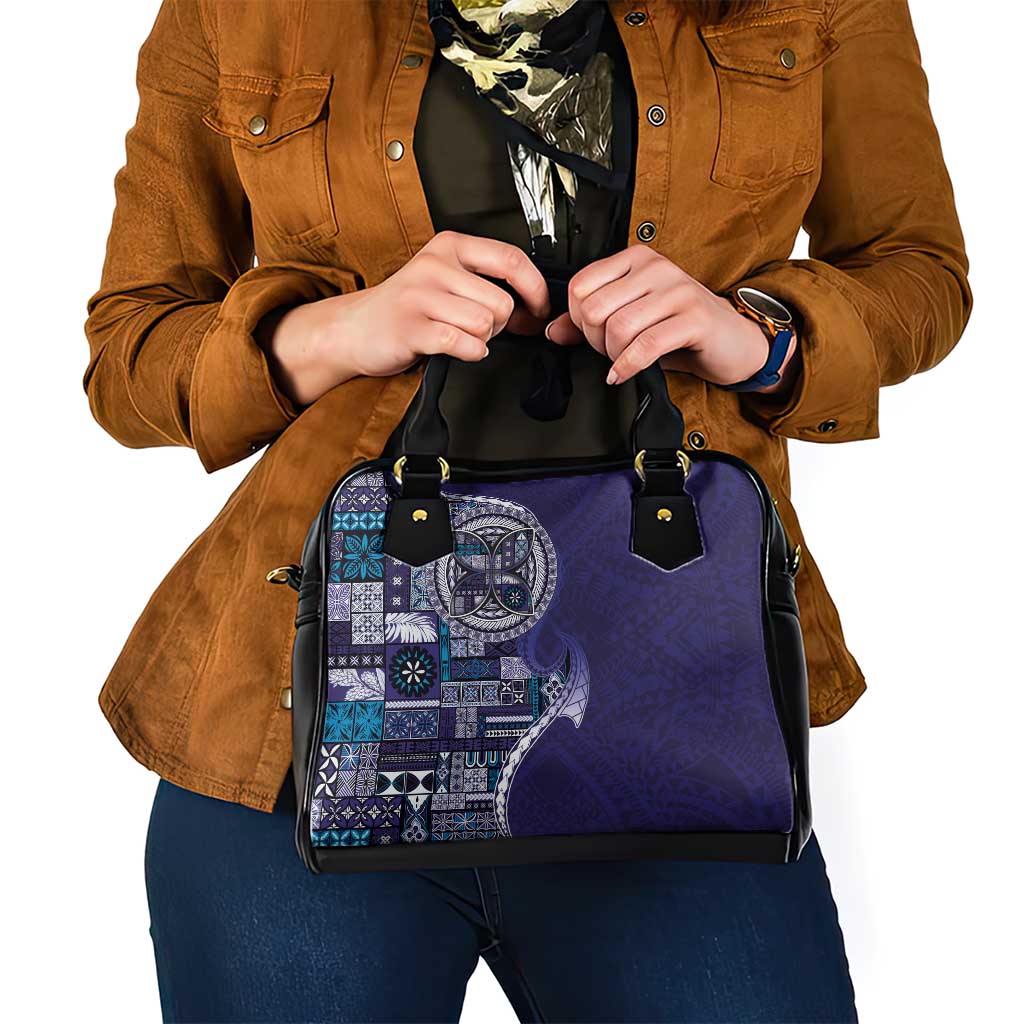 Samoan Siapo Art Tattoo Polynesian Pattern Shoulder Handbag Navy Color - Polynesian Pride