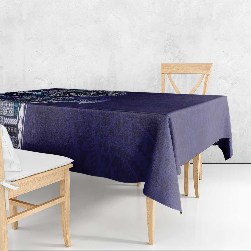 Samoan Siapo Art Tattoo Polynesian Pattern Tablecloth Navy Color - Polynesian Pride