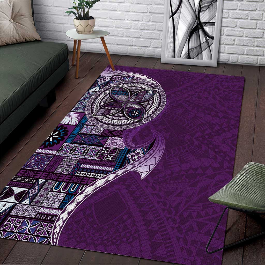 Samoan Siapo Art Tattoo Polynesian Pattern Area Rug Purple Color - Polynesian Pride