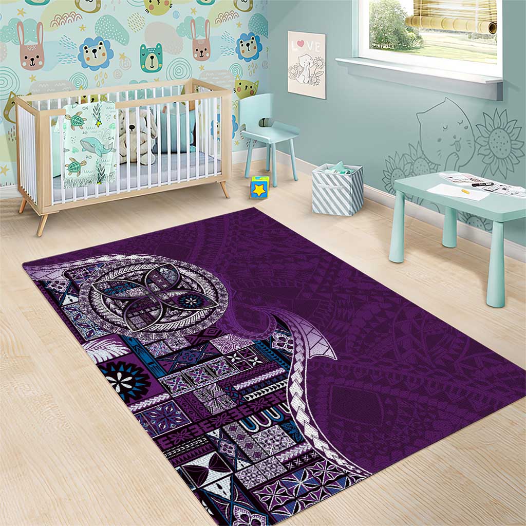 Samoan Siapo Art Tattoo Polynesian Pattern Area Rug Purple Color - Polynesian Pride
