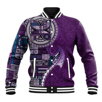 Samoan Siapo Art Tattoo Polynesian Pattern Baseball Jacket Purple Color - Polynesian Pride