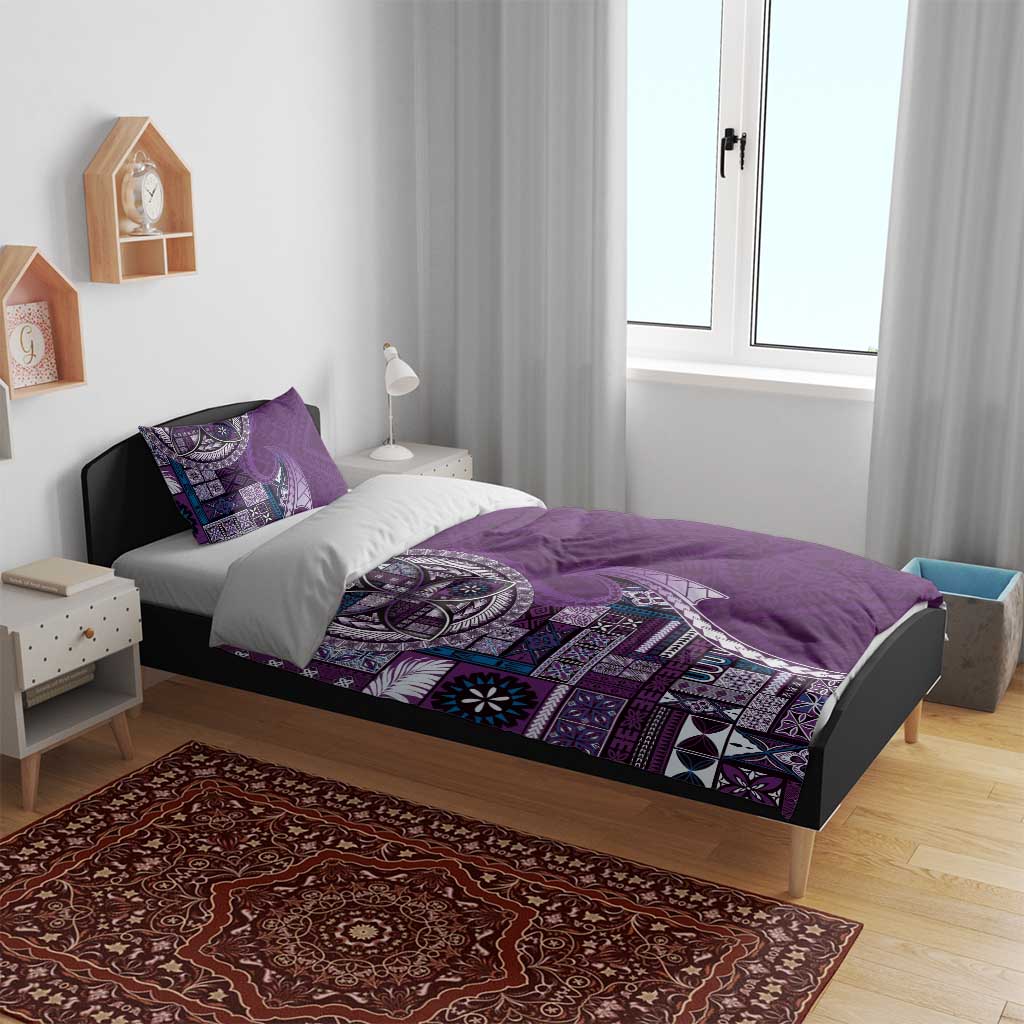 Samoan Siapo Art Tattoo Polynesian Pattern Bedding Set Purple Color - Polynesian Pride