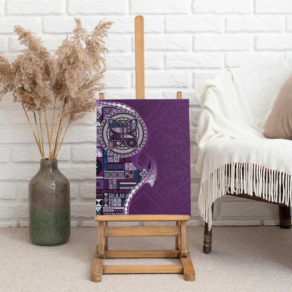 Samoan Siapo Art Tattoo Polynesian Pattern Canvas Wall Art Purple Color - Polynesian Pride
