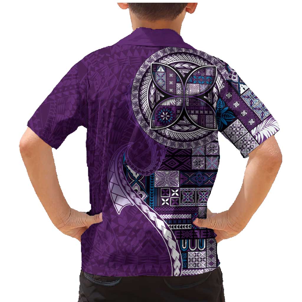 Samoan Siapo Art Tattoo Polynesian Pattern Family Matching Mermaid Dress and Hawaiian Shirt Purple Color LT03 - Polynesian Pride