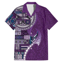 Samoan Siapo Art Tattoo Polynesian Pattern Family Matching Mermaid Dress and Hawaiian Shirt Purple Color LT03 Dad's Shirt - Short Sleeve Purple - Polynesian Pride