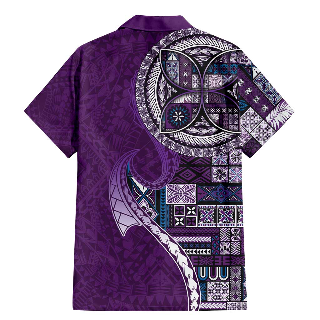 Samoan Siapo Art Tattoo Polynesian Pattern Family Matching Mermaid Dress and Hawaiian Shirt Purple Color LT03 - Polynesian Pride