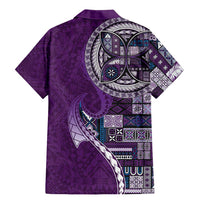 Samoan Siapo Art Tattoo Polynesian Pattern Family Matching Mermaid Dress and Hawaiian Shirt Purple Color LT03 - Polynesian Pride