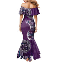 Samoan Siapo Art Tattoo Polynesian Pattern Family Matching Mermaid Dress and Hawaiian Shirt Purple Color LT03 - Polynesian Pride
