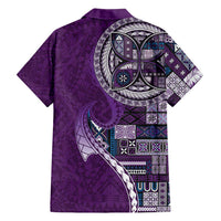 Samoan Siapo Art Tattoo Polynesian Pattern Family Matching Tank Maxi Dress and Hawaiian Shirt Purple Color LT03 - Polynesian Pride