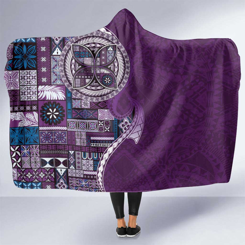 Samoan Siapo Art Tattoo Polynesian Pattern Hooded Blanket Purple Color LT03 One Size Purple - Polynesian Pride