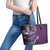 Samoan Siapo Art Tattoo Polynesian Pattern Leather Tote Bag Purple Color - Polynesian Pride