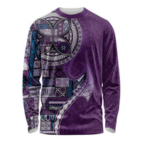 Samoan Siapo Art Tattoo Polynesian Pattern Long Sleeve Shirt Purple Color LT03 Unisex Purple - Polynesian Pride