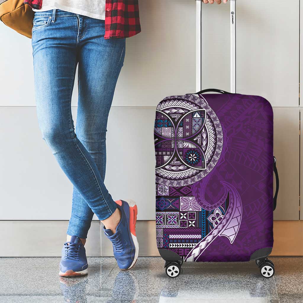 Samoan Siapo Art Tattoo Polynesian Pattern Luggage Cover Purple Color - Polynesian Pride