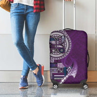 Samoan Siapo Art Tattoo Polynesian Pattern Luggage Cover Purple Color - Polynesian Pride